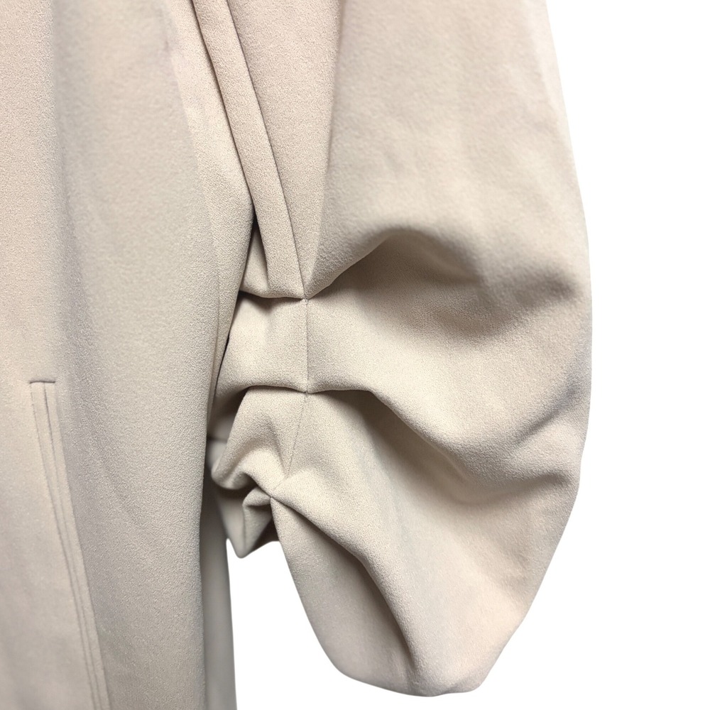 DKNY Open Front Ruched 3/4-Sleeve Jacket Beige Blazer XL - Picture 2 of 6